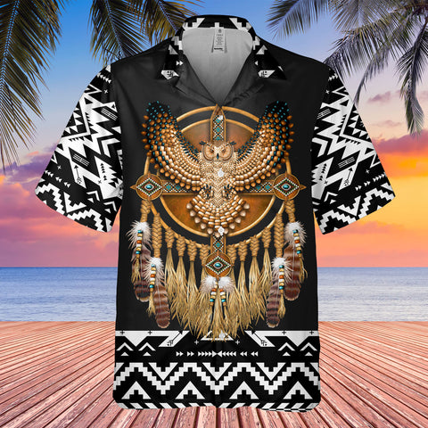 HW250711M05 Owl Native American Hawaiian Shirt 3D