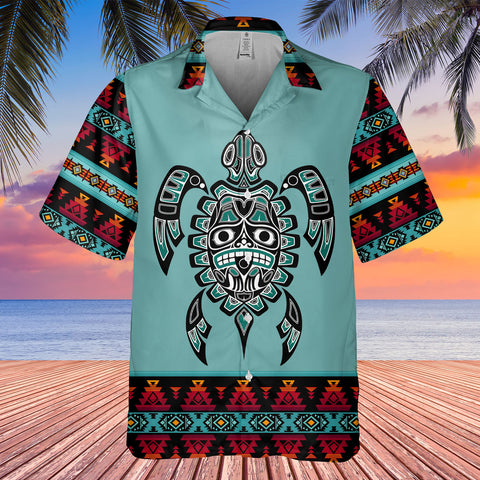 HW250711M10 Turtle Native American Hawaiian Shirt 3D