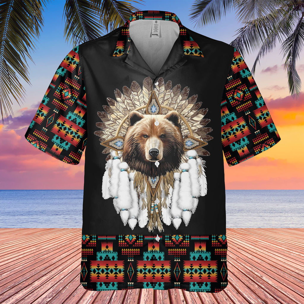 HW250711M13 Bear Native American Hawaiian Shirt 3D