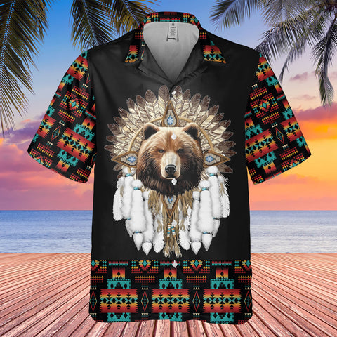 HW250711M13 Bear Native American Hawaiian Shirt 3D