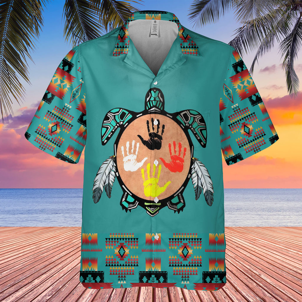 HW250711M14 Turtle Native American Hawaiian Shirt 3D