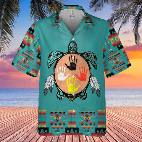HW250711M14 Turtle Native American Hawaiian Shirt 3D