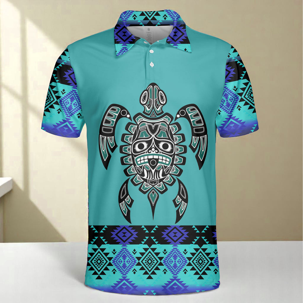 HW250711M20 Turtle Native American Polo T-Shirt 3D