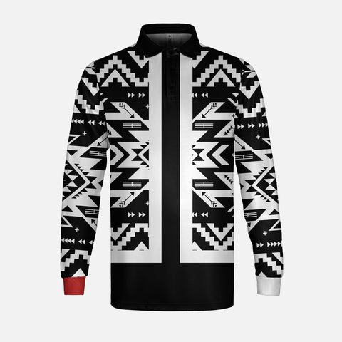 HW250714M02v2 Native American 3d Long Sleeves Polo Shirt
