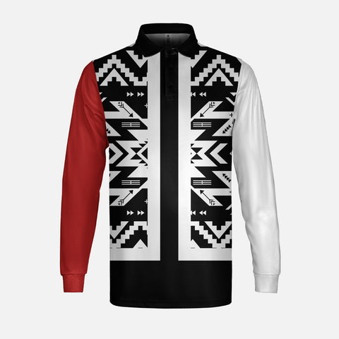HW250714M02v3 Native American 3d Long Sleeves Polo Shirt