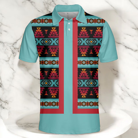 HW250714M07 Native American Polo T-Shirt 3D