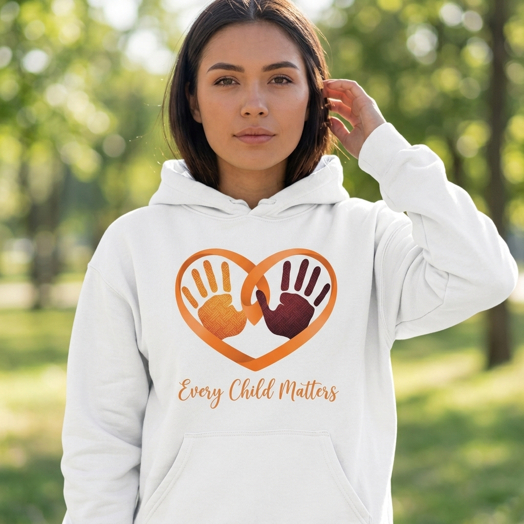 Handprint Ribbon Heart Native American-Inspired 2D Hoodie HDm033
