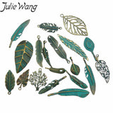 Antique Bronze Alloy Feather & Leaf Pendants (14Pcs) - DIY Jewelry & Native Craft Findings