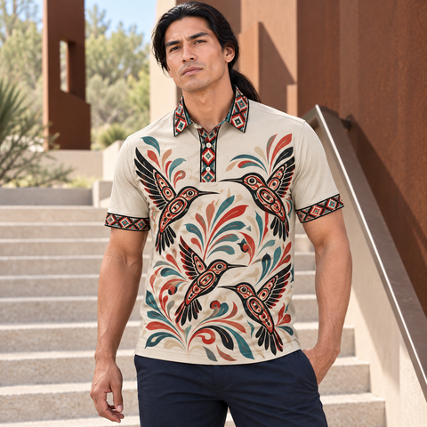 Hummingbird Art Native American-Inspired Polo T-Shirt 3D PLm046
