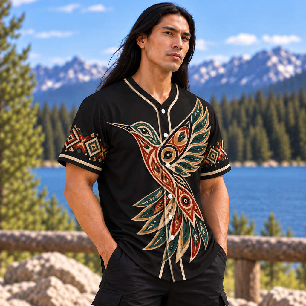Hummingbird Feather Native American-Inspired Baseball Jersey BSm009