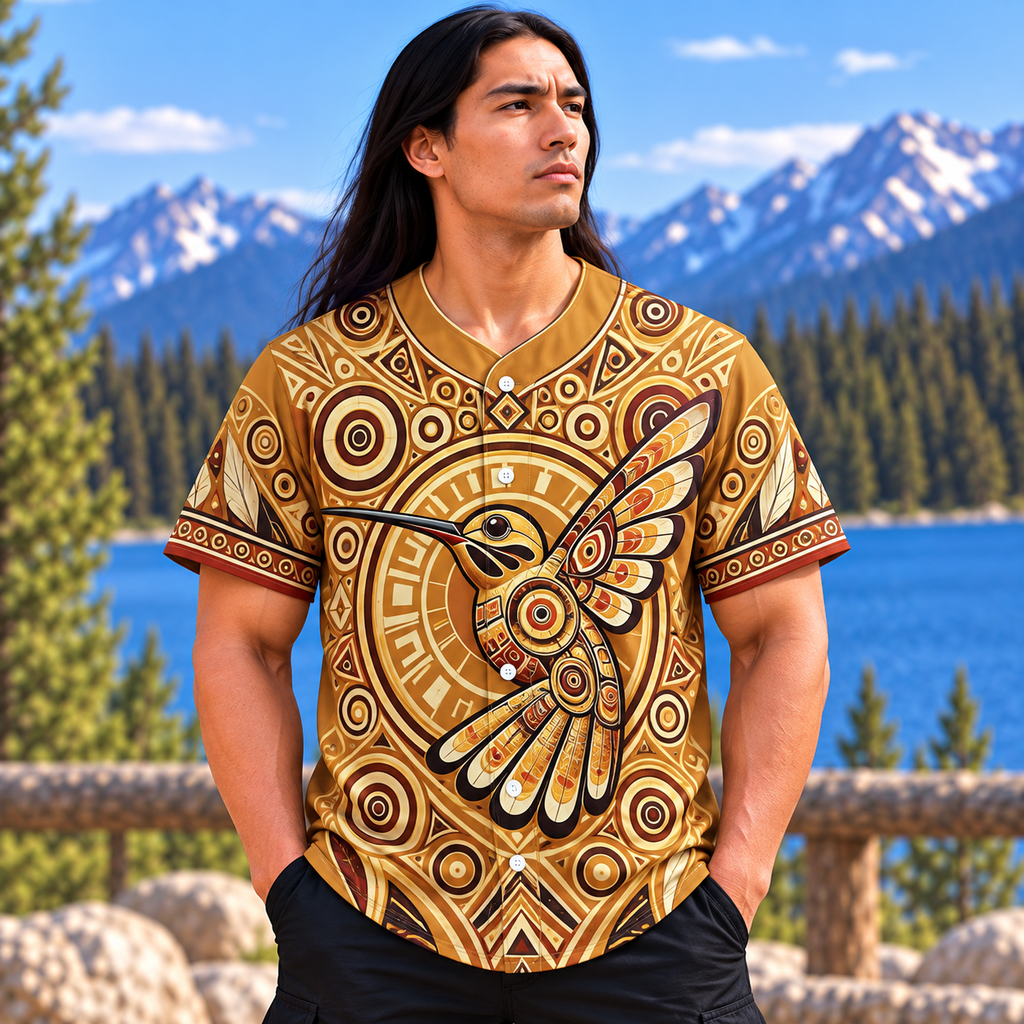 Hummingbird Feather Native American-Inspired Baseball Jersey BSm013