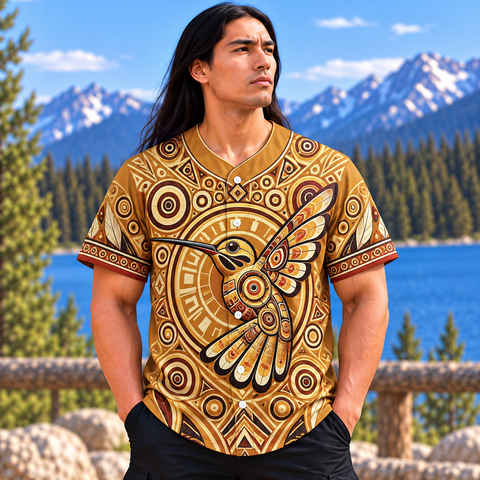 Hummingbird Feather Native American-Inspired Baseball Jersey BSm013