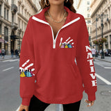 I Wear Red For My Sisters 2 Native American Women Half-Zip Sweatshirt With Fleece