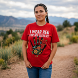 Red Handprint Art Native American-Inspired 2D T-Shirt TSm019