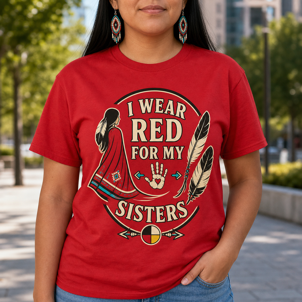 Indigenous Women Portrait Native American-Inspired 2D T-Shirt TSm015
