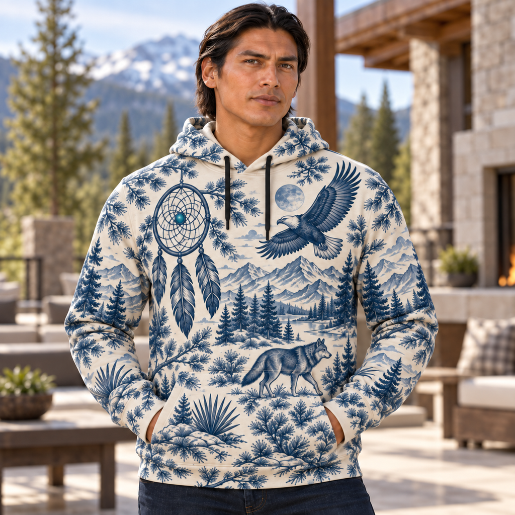Indigo Wilderness Dreamcatcher Native American-Inspired 3D Hoodie HD3dm011