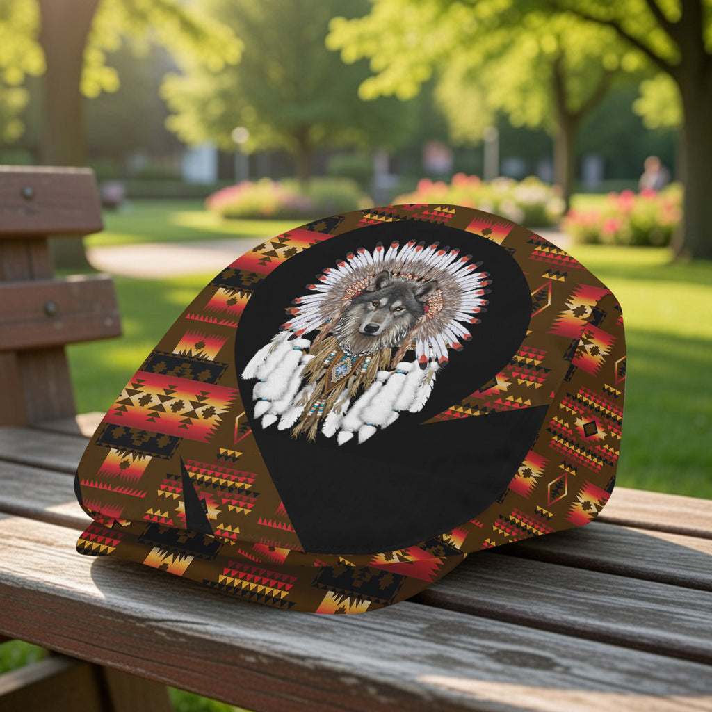 LB00237 Wolf Native American Jeff Cap