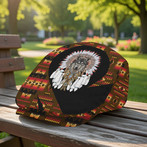 LB00237 Wolf Native American Jeff Cap
