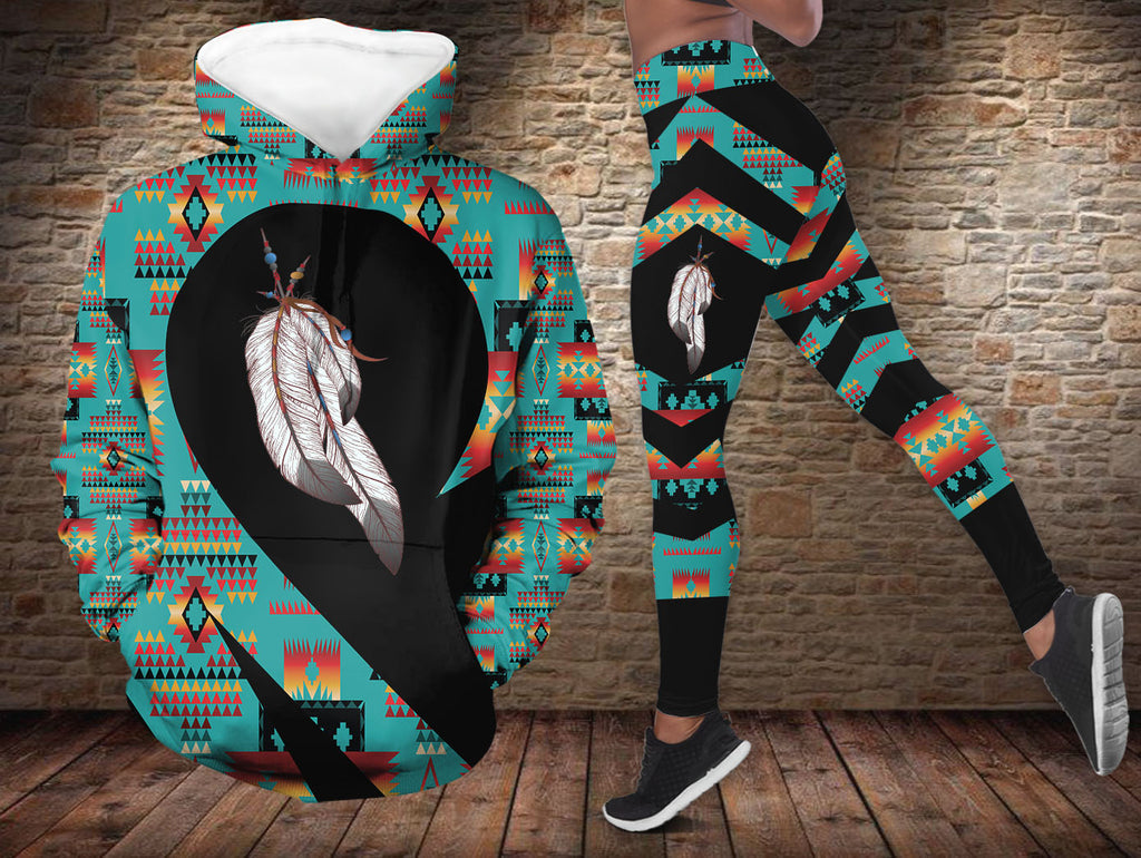 LB00247v3 Feather Chief Native American Hoodie Leggings Set