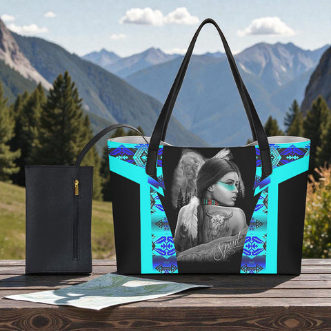 LB00296 Spirit Native American Shopping Tote Bag With Black Mini Purse