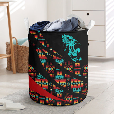 LB250123M02 Horse Native American Laundry Basket