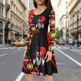 LSD260326M02v2 Mama Every Child Native American Round Neck Long Sleeve Dress