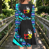 LSD260326M04v2 Mama Bear Native American Round Neck Long Sleeve Dress
