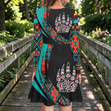 LSD260326M05 Bear Claw Native American Round Neck Long Sleeve Dress