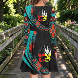 LSD260326M05v2 Mama Bear Native American Round Neck Long Sleeve Dress