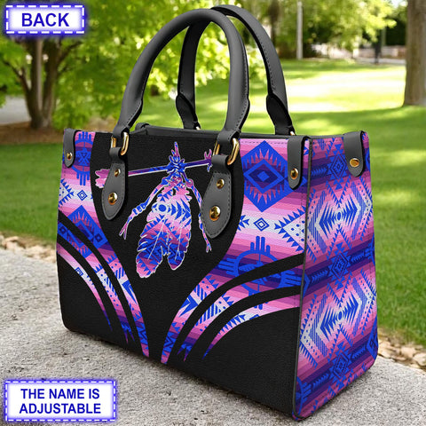LT250514M04 Feather Custom Name Native American Leather Bag