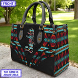 LT250514M13 Feather Custom Name Native American Leather Bag