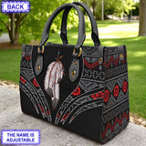 LT250514M09 Feather Custom Name Native American Leather Bag