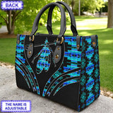 LT250514M10 Feather Custom Name Native American Leather Bag