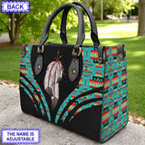 LT250514M15 Feather Custom Name Native American Leather Bag