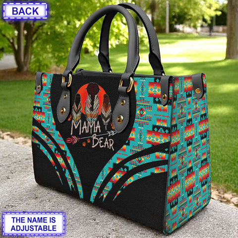 LT250514M16 Mama Bear Custom Name Native American Leather Bag