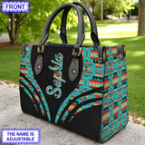 LT250514M15 Feather Custom Name Native American Leather Bag