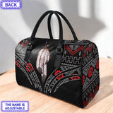 LT250515M02 Feather Custom Name Native American Leather Travel Bag