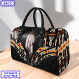 LT250515M07 Feather Custom Name Native American Leather Travel Bag