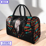 LT250515M11 Feather Custom Name Native American Leather Travel Bag
