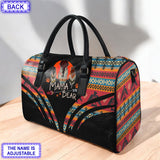 LT250515M18 Mama Bear Custom Name Native American Leather Travel Bag