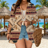 LVR0057 Bear Native American Beach Kimono