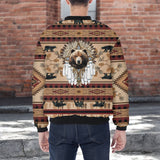 LVR0057v2 Bear Chief Native American Bomber Jacket With Sleeve Pocket
