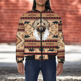 LVR0057v2 Bear Native American Bomber Jacket With Sleeve Pocket