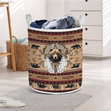 LVR0057v2 Bear Native American Quilted Laundry Basket