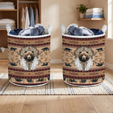 LVR0057v2 Bear Native American Quilted Laundry Basket