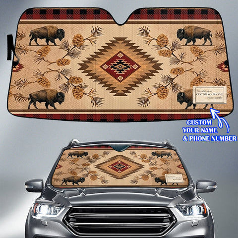 LVR0057v4 Bison Custom Name Native American Auto Sun Shade