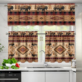 LVR0057v4 Bison Native American Curtain Valance and Kitchen Tiers Set