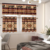 LVR0057v4 Bison Native American Curtain Valance and Kitchen Tiers Set