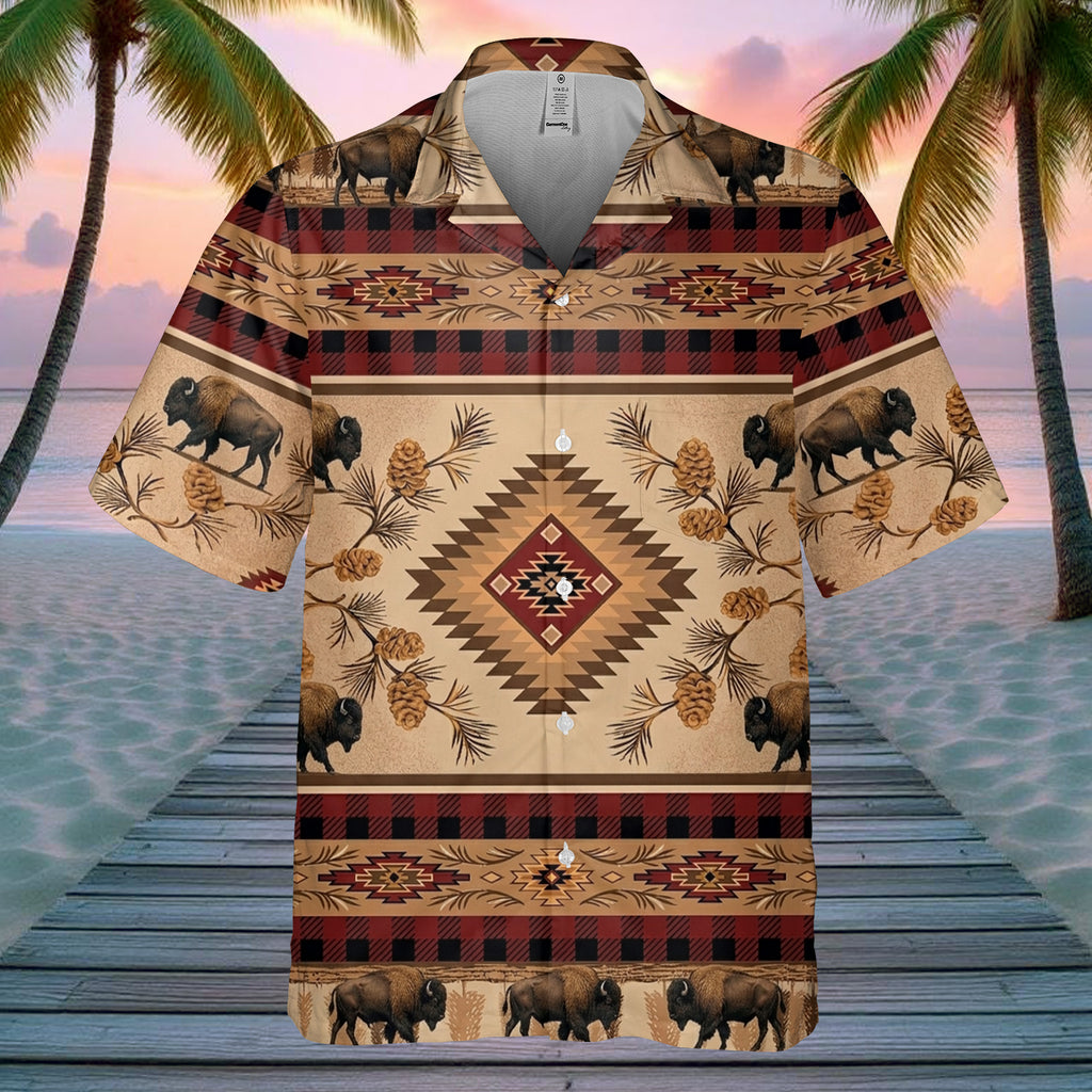 LVR0057v4 Bison Native American Hawaiian Shirt 3D