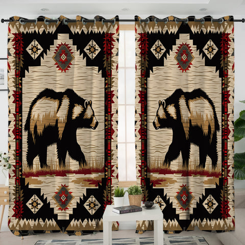 GB-NAT00900 Bear Native American Living Room Curtain